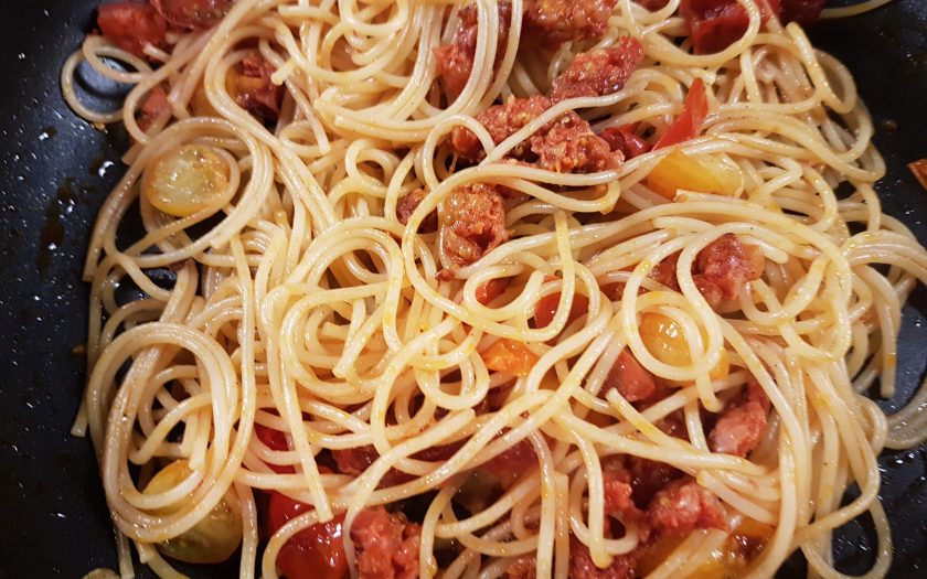 Spaghetti mit Chorizo und Tomate – Beate kocht